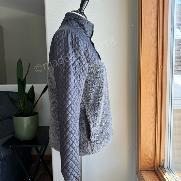 Patagonia Mixed Media Snap-T Pullover Medium Forge Grey Sherpa Quilted Jacket M - Picture 8 of 16